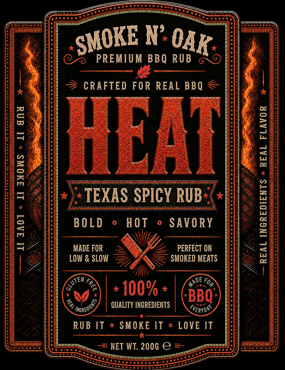 Smoke N' Oak HEAT Texas Spicy Rub label