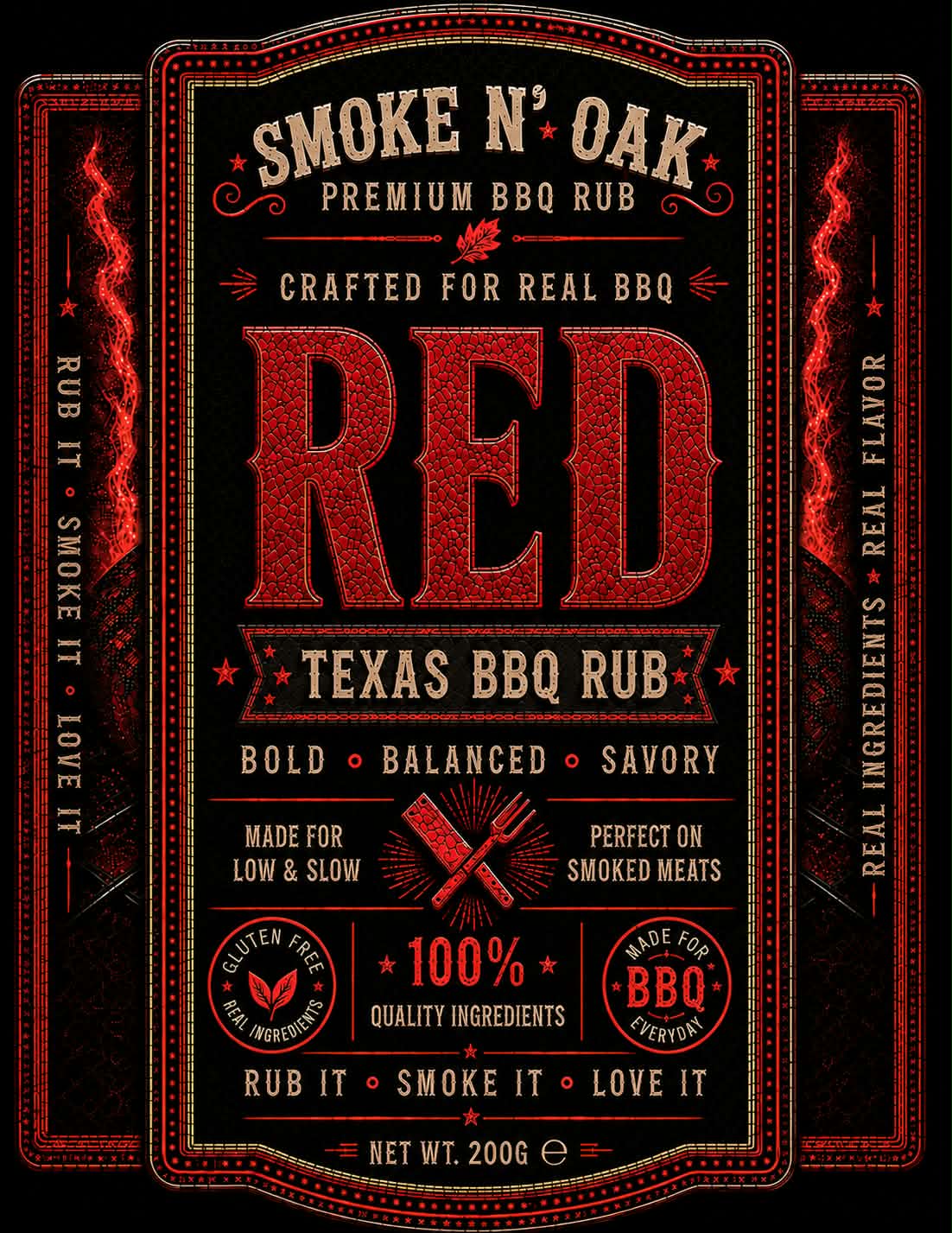 Smoke N' Oak RED Texas BBQ Rub label